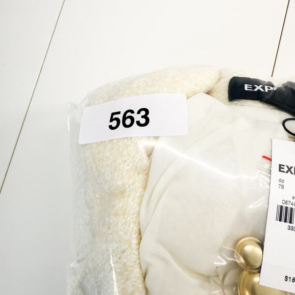 NWT Express Womens XL Textured Novelty Double Breasted Blazer Jacket Cream $188 - Picture 10 of 10